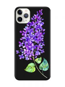 Матовий чорний чохол на iPhone 11 Pro (5.8) :: Гілочка бузку (принт 280)