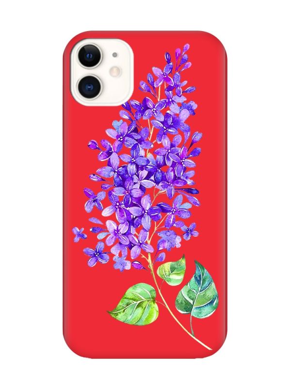 Матовий червоний чохол на Apple iPhone 11 (6.1) :: Гілочка бузку (принт 280)
