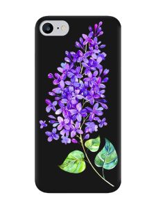 Матовий чорний чохол на iPhone 7 / 8 :: Гілочка бузку (принт 280)