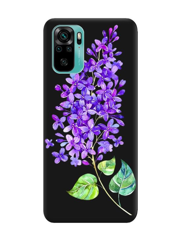 Матовий чорний чохол на Xiaomi Redmi Note 10 / Note 10s :: Гілочка бузку (принт 280)