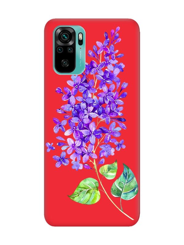 Матовий червоний чохол на Xiaomi Redmi Note 10 / Note 10s :: Гілочка бузку (принт 280)