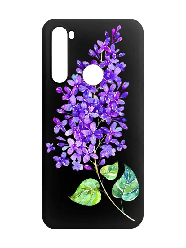 Матовий чорний чохол на Xiaomi Redmi Note 8 :: Гілочка бузку (принт 280)
