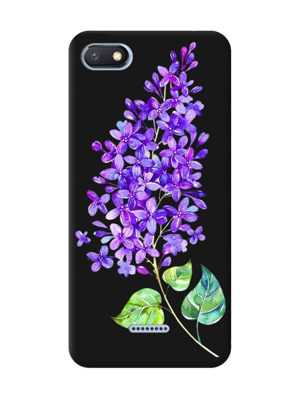 Матовий чорний чохол на Xiaomi Redmi 6A :: Гілочка бузку (принт 280)