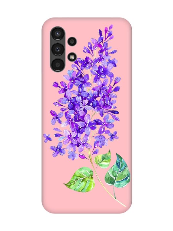 Матовий рожевий чохол на Samsung A13 4G :: Гілочка бузку (принт 280)
