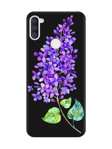 Матовий чорний чохол на Samsung Galaxy A11 :: Гілочка бузку (принт 280)