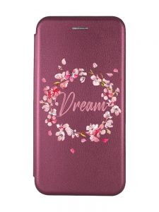 Чохол-книжка з малюнком для Samsung Galaxy А10 (2019) А105 Бордовий :: Віночок з сакури (принт 284)