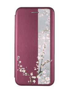 Чохол-книжка з малюнком на Samsung Galaxy M30s / М21 Бордовий :: Квітуча сакура (принт 285)
