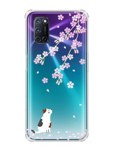 Чохол з потовщеними кутами на Oppo A52/A72/A92 :: Котик і сакура (принт 283)