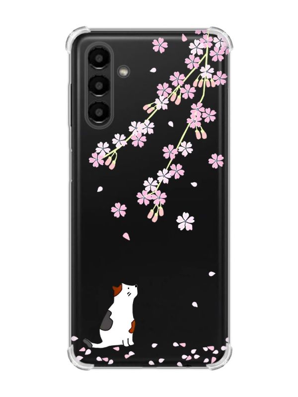 Чохол із потовщеними кутами на Samsung Galaxy A04s/A13 5G :: Котик і сакура (принт 283)