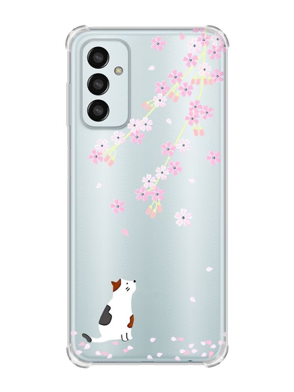 Чохол із потовщеними кутами на Samsung Galaxy M13 4G :: Котик і сакура (принт 283)