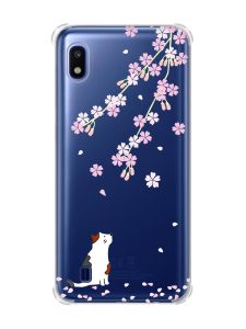 Чохол з потовщеними кутами на Samsung Galaxy A10 (2019)/A105 :: Котик і сакура (принт 283)