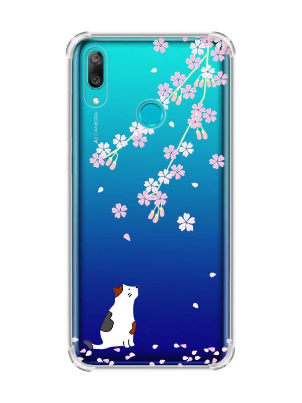 Чохол з потовщеними кутами Huawei Y7 2019/Y7 prime 2019 :: Котик і сакура (принт 283)