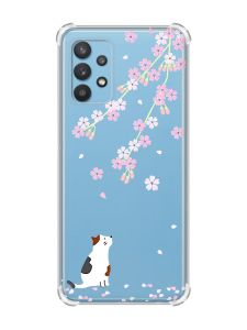 Чохол з потовщеними кутами на Samsung Galaxy A32 :: Котик і сакура (принт 283)