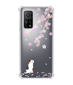 Чохол з потовщеними кутами для Xiaomi Mi 10T/Mi 10T Pro :: Котик і сакура (принт 283)