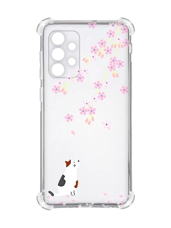 Чохол із потовщеними кутами на Oppo A72 5G :: Котик і сакура (принт 283)