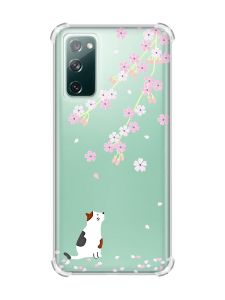 Чохол з потовщеними кутами на Galaxy S20 FE :: Котик і сакура (принт 283)