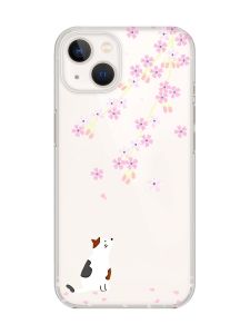 Прозорий чохол із захистом камери на iPhone 14 Plus :: Котик і сакура (принт 283)