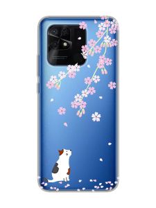 Прозорий чохол на Xiaomi Redmi 10C :: Котик і сакура (принт 283)