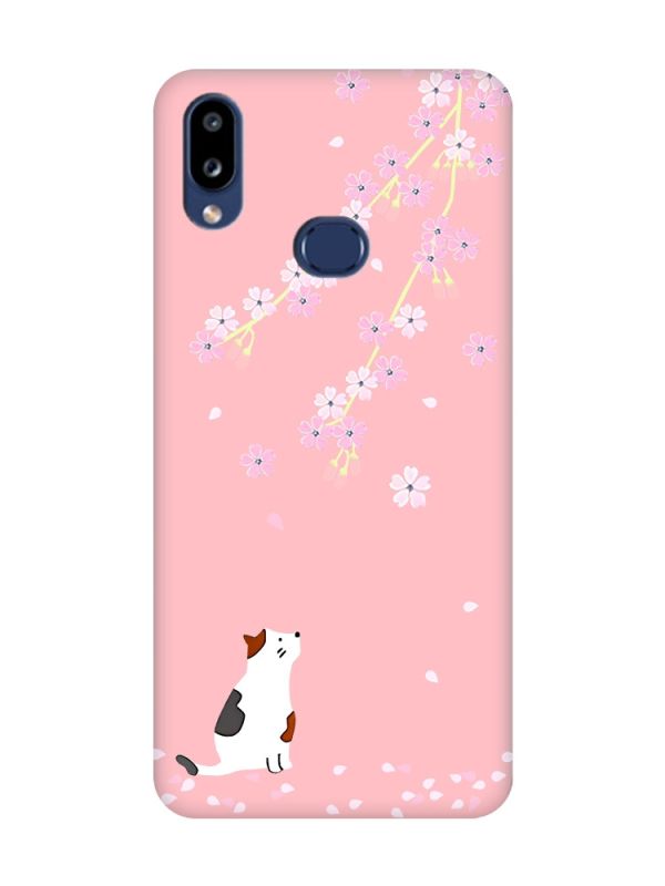 Матовий рожевий чохол на Samsung Galaxy A10ѕ A107 :: Котик і сакура (принт 283)