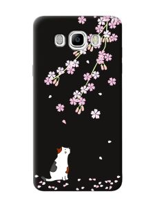 Матовий чорний чохол на Samsung Galaxy J7(2016) J710 :: Котик і сакура (принт 283)