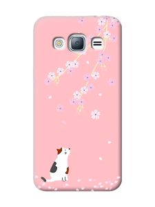 Матовий рожевий чохол на Samsung Galaxy J3 / J310 :: Котик і сакура (принт 283)
