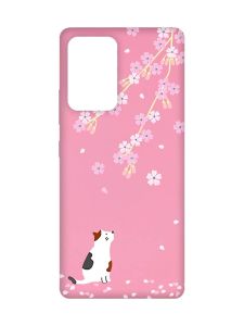 Матовий рожевий чохол на Samsung Galaxy A52 :: Котик і сакура (принт 283)