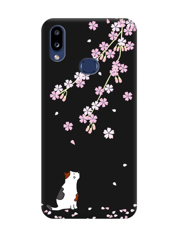 Матовий чорний чохол на Samsung Galaxy A10ѕ A107 :: Котик і сакура (принт 283)