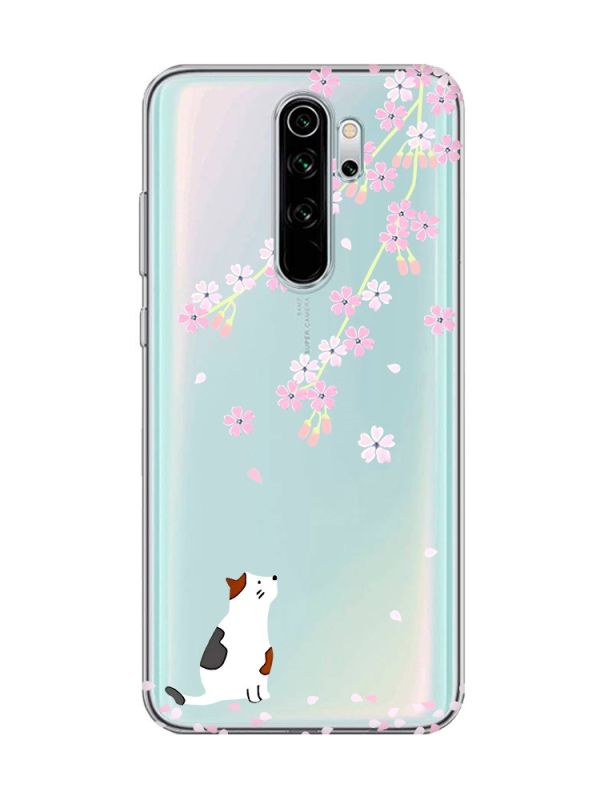 Прозорий чохол на Xiaomi Redmi Note 8 Pro :: Котик і сакура (принт 283)