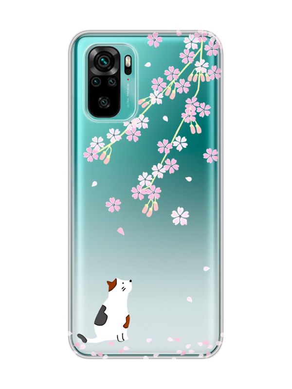 Прозорий чохол на Xiaomi Redmi Note 10 / Note 10s  :: Котик і сакура (принт 283)
