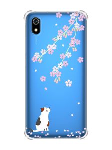 Чохол з потовщеними кутами для Xiaomi Redmi 7A :: Котик і сакура (принт 283)