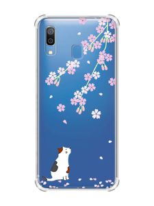 Чохол з потовщеними кутами на Samsung Galaxy A30 (2019) / A20 (2019) :: Котик і сакура (принт 283)