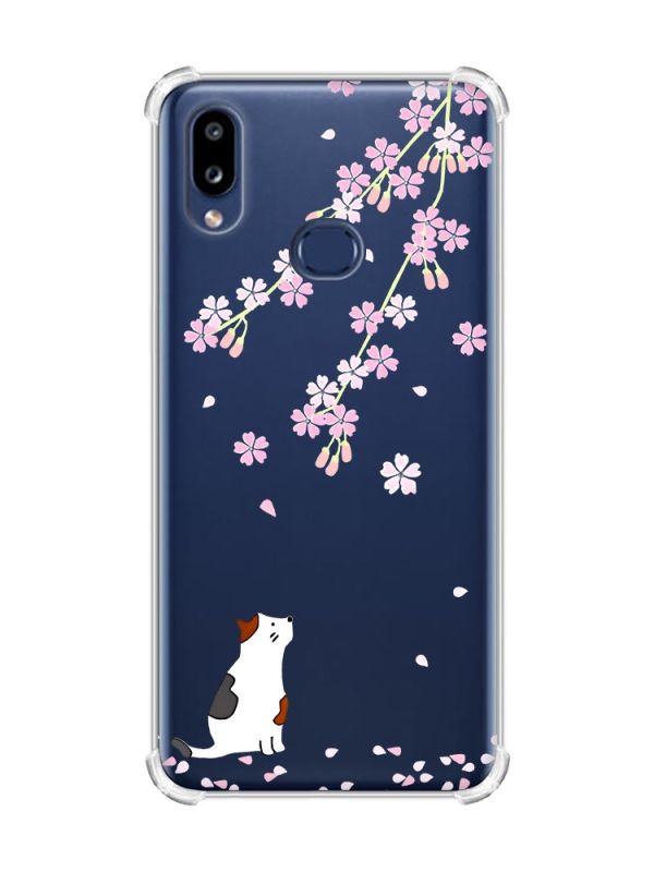Чохол з потовщеними кутами на Samsung Galaxy A10s/A107 :: Котик і сакура (принт 283)