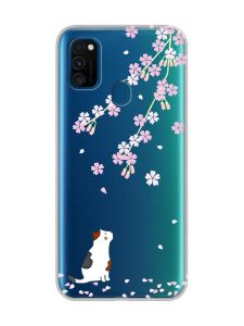 Прозорий чохол на Samsung Galaxy M30s/М21  :: Котик і сакура (принт 283)