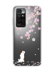 Прозорий чохол для Xiaomi Redmi 10 :: Котик і сакура (принт 283)
