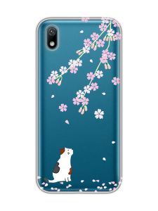 Прозорий чохол для Huawei Y5 2019 / Honor 8S :: Котик і сакура (принт 283)