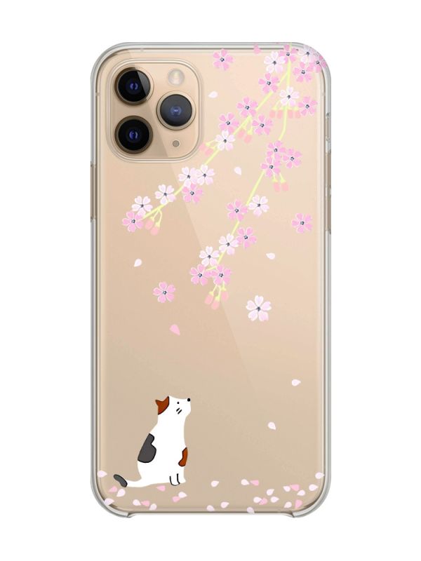 Прозорий чохол на Apple iPhone 11 Pro (5,8) :: Котик і сакура (принт 283)