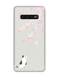 Прозорий чохол на Samsung Galaxy S10 :: Котик і сакура (принт 283)