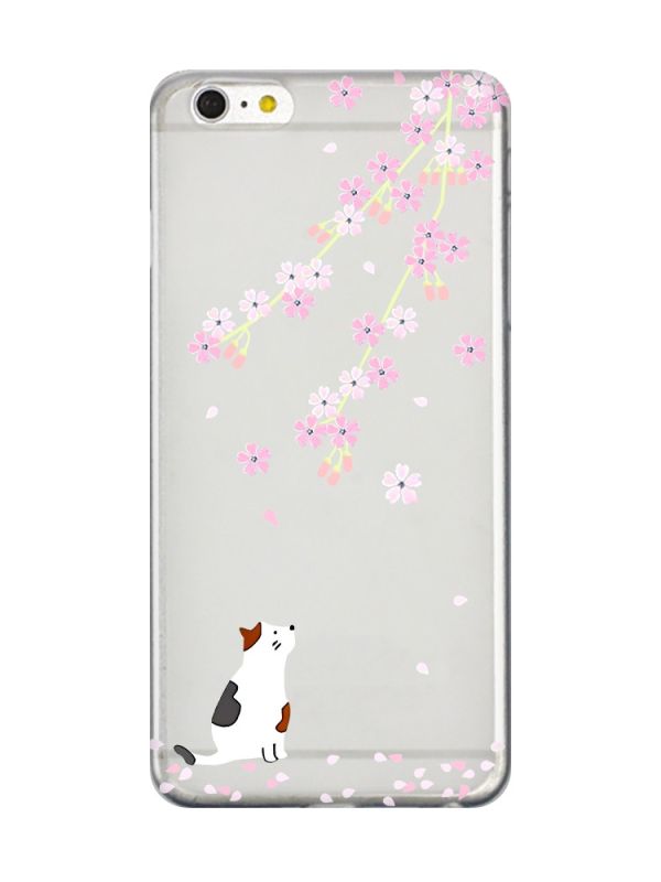 Прозорий чохол на iPhone 6+/6 Plus :: Котик і сакура (принт 283)
