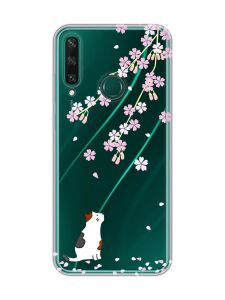 Прозорий чохол на Huawei Y6p :: Котик і сакура (принт 283)