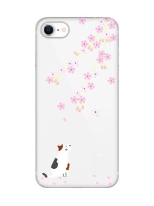 Прозорий чохол на iPhone SE 2020 :: Котик і сакура (принт 283)