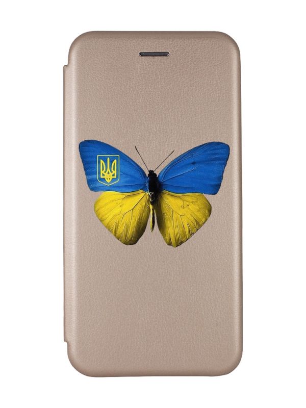 Чохол-книжка з малюнком для Xiaomi Poco C40 Золотий :: Метелик Україна (принт 255)