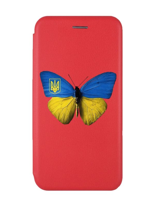 Чохол-книжка з малюнком для Xiaomi Redmi Note 8 Pro Червоний :: Метелик Україна (принт 255)