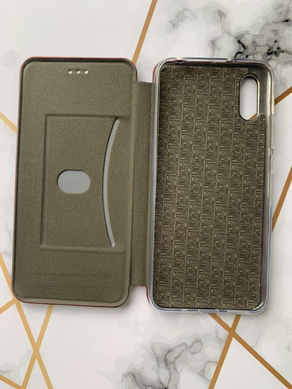 Чохол-книжка з малюнком для Xiaomi Redmi 9A Бордовий :: Рожеві квіти (принт 287)