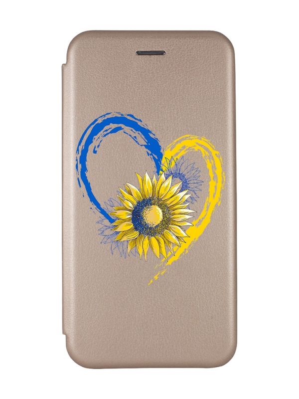 Чохол-книжка з малюнком для Xiaomi Redmi Note 8 Pro Золотий :: Серце з соняхом (принт 260)