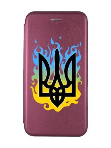 Чохол-книжка з малюнком для Samsung Galaxy A03 Сore/ A032 Бордовий :: Тризуб Полум'я (принт 257)