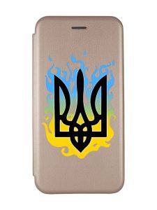 Чохол-книжка з малюнком для Xiaomi Redmi 9C/10A Золотий :: Тризуб Полум'я (принт 257)