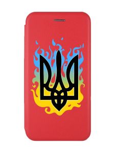Чохол-книжка з малюнком для Samsung Galaxy A03 (A035) Червоний :: Тризуб Полум'я (принт 257)