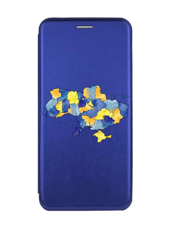 Чохол-книжка з малюнком для Samsung Galaxy A10 (2019) A105 Синій :: Карта України (принт 261)