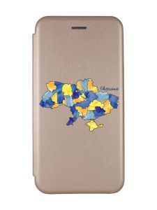Чохол-книжка з малюнком для Samsung Galaxy M13 4G Золотий :: Карта України (принт 261)