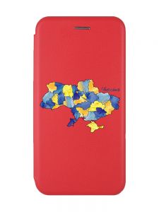 Чохол-книжка з малюнком для Samsung Galaxy A52 (A525) Червоний :: Карта України (принт 261)